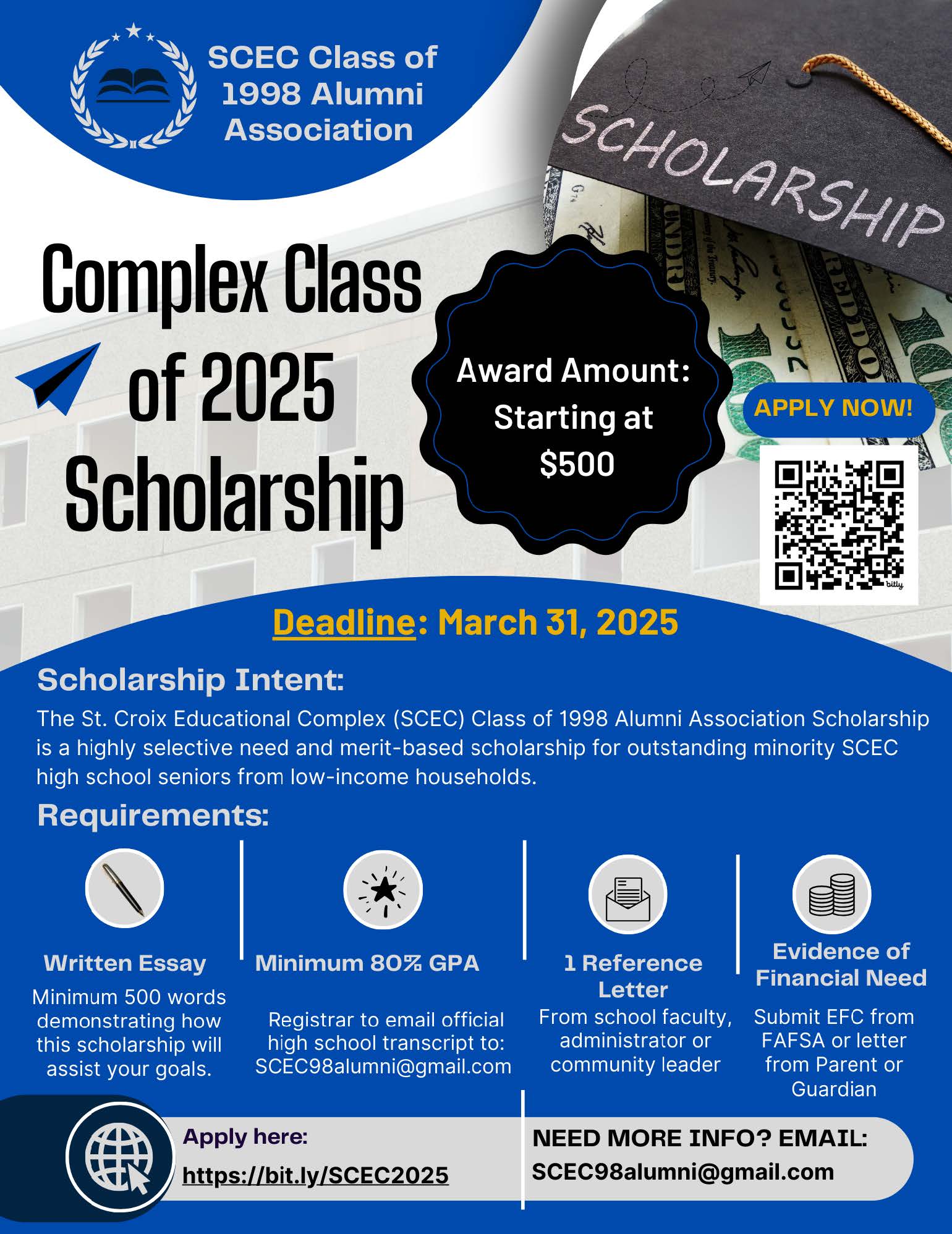 photo of a scholarship flyer with a qr code on it