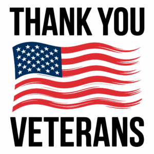 A graphic that says 'Thank You Veterans